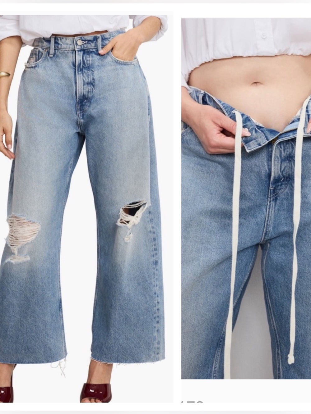 GOOD AMERICAN GOOD EXTREME BARREL JEANS DISTRESSED 14/32